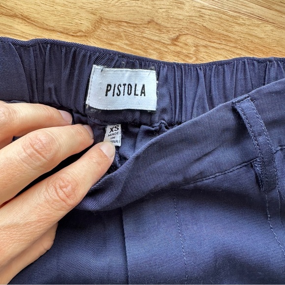 Pistola Blue Satin Eleanor High Rise Tapered Pants with Relaxed Fit, EUC - Picture 8 of 8